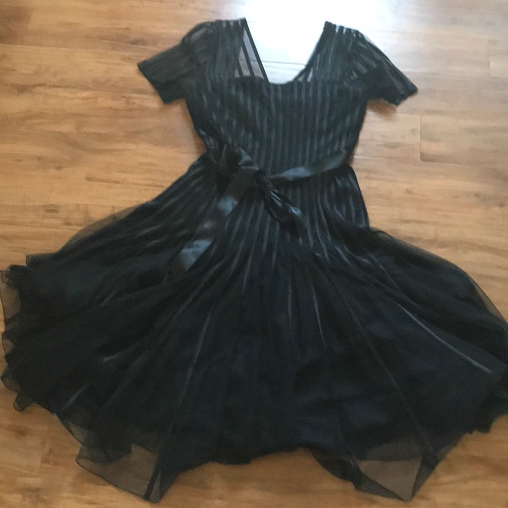 JS Collection Black mid length dress w/sleeves